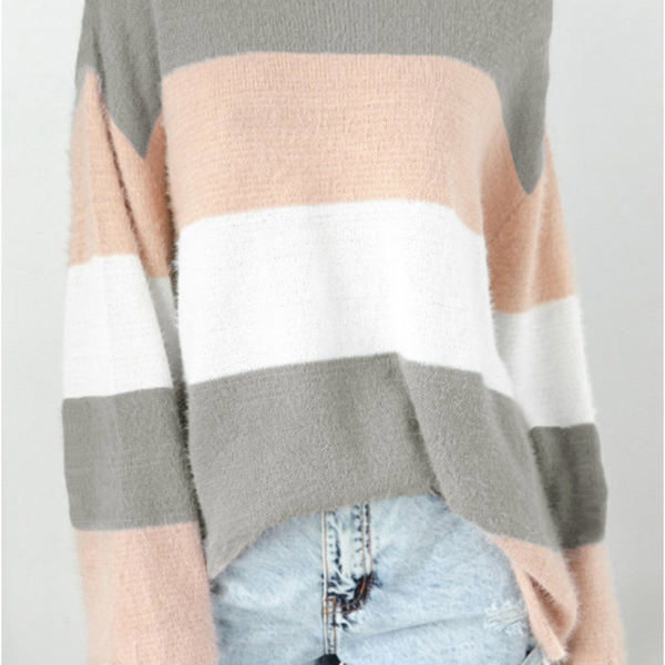 Neutral Colorblock Drop Shoulder Top