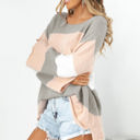 Large Neutral Colorblock Drop Shoulder Top