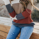  Earth Tone Colorblock Sweater Top