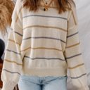  Multicolour Ribbed Edge Drop Shoulder Sweater
