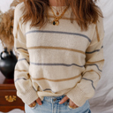  Multicolour Ribbed Edge Drop Shoulder Sweater