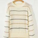  Multicolour Ribbed Edge Drop Shoulder Sweater