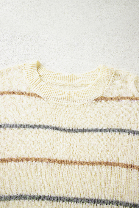 Multicolour Ribbed Edge Drop Shoulder Sweater
