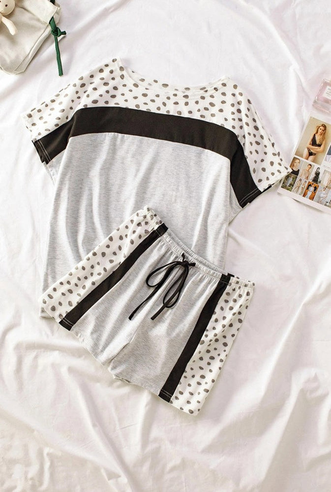 Dotted Stripe Lounge Shorts Set