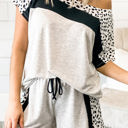 Large Gray Dotted Stripe Lounge Shorts Set