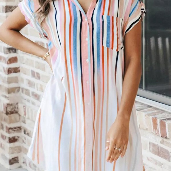 Ombre Stripe Shirt Dress