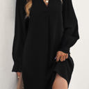  Pleated Front Long Sleeve Dress