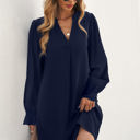  Pleated Front Long Sleeve Dress