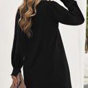  Pleated Front Long Sleeve Dress