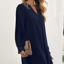  Pleated Front Long Sleeve Dress