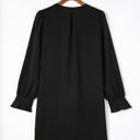 Small Black Pleated Front Long Sleeve Dress