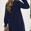 Small Blue Pleated Front Long Sleeve Dress