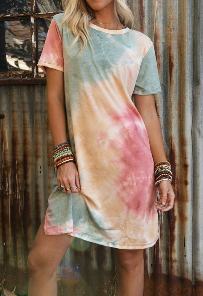 Watercolor Tie Dye Tee Dress