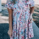  Ruffled Sleeve Tiered Floral Dress