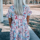  Ruffled Sleeve Tiered Floral Dress