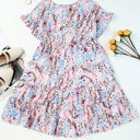  Ruffled Sleeve Tiered Floral Dress