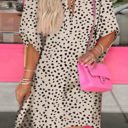  Relaxed Tie Neck Leopard Cover-Up Dress