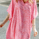  Relaxed Tie Neck Leopard Cover-Up Dress