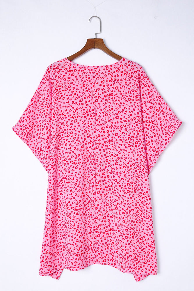 Relaxed Tie Neck Leopard Cover-Up Dress