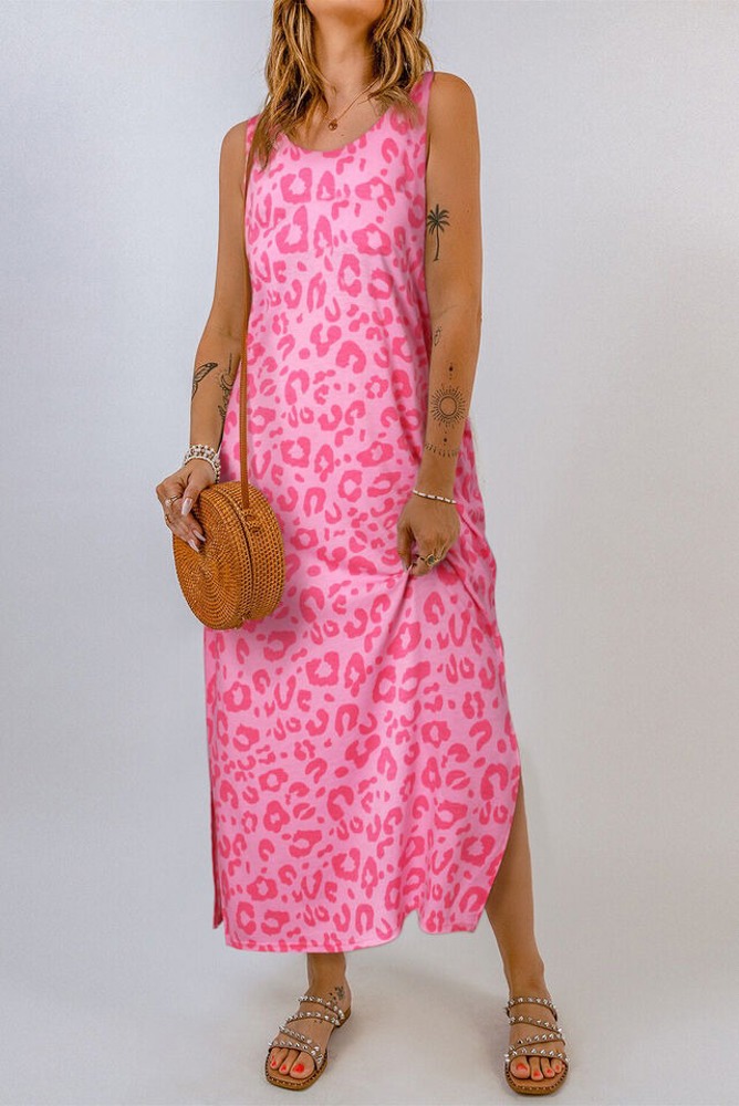 Vivid Leopard Sleeveless Maxi Dress