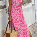 Large Pink Vivid Leopard Sleeveless Maxi Dress