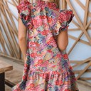  All Over Floral Ruffled v Neck Dress