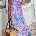 Large Purple Sleeveless Floral Maxi Dress