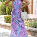 Large Purple Sleeveless Floral Maxi Dress