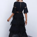 Large Black Tier Lace Midi Dress