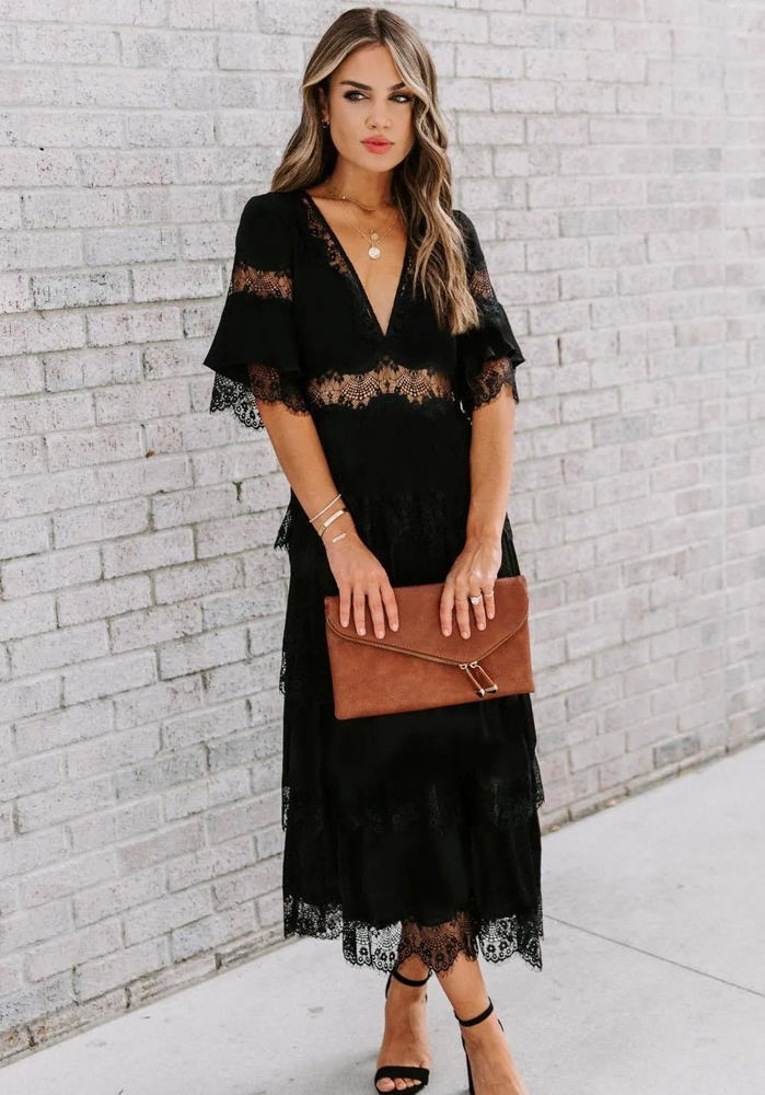 Tier Lace Midi Dress