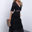 Small Black Tier Lace Midi Dress