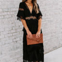 Small Black Tier Lace Midi Dress