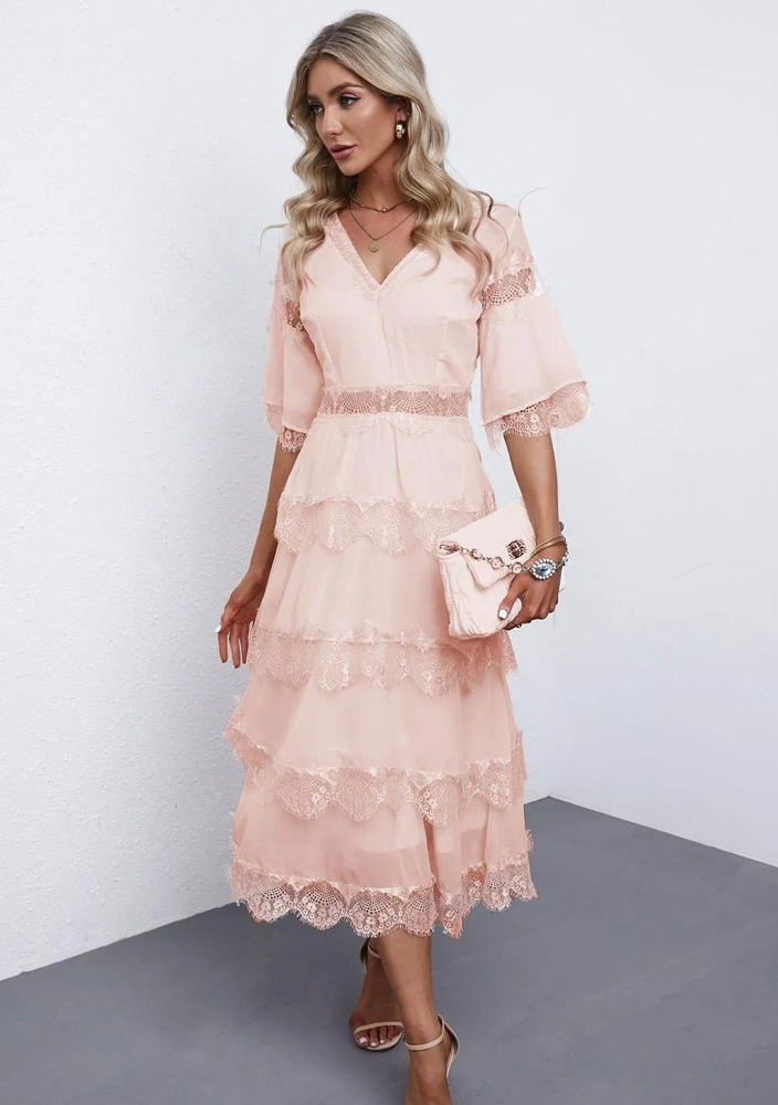 Tier Lace Midi Dress