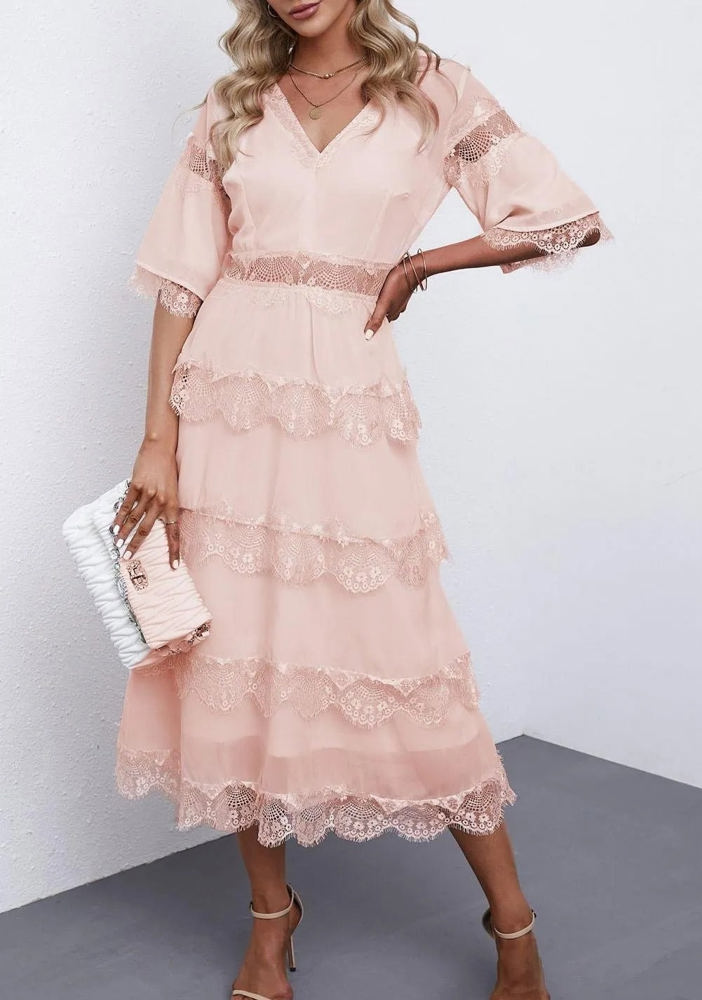 Tier Lace Midi Dress