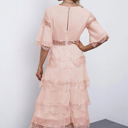 XL Pink Tier Lace Midi Dress