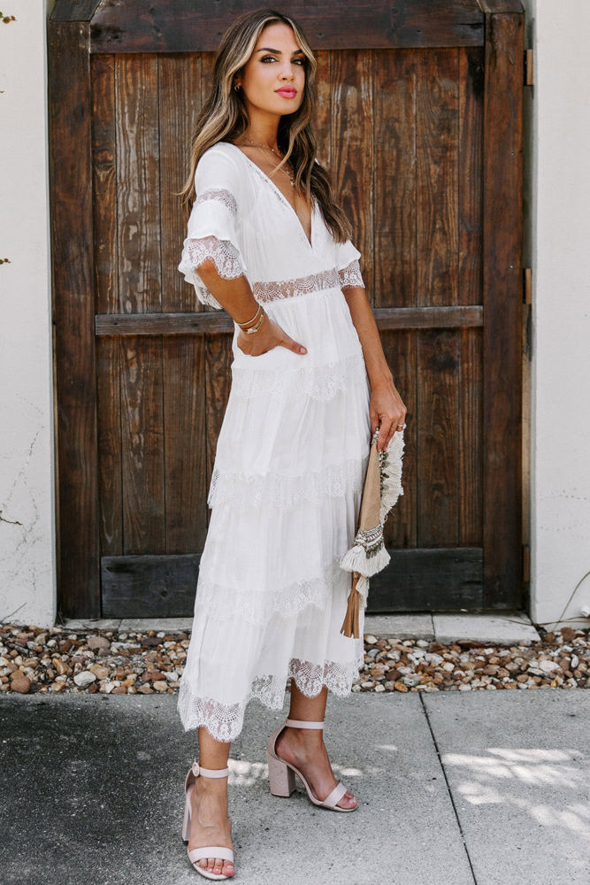 Tier Lace Midi Dress