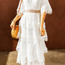 Small White Tier Lace Midi Dress