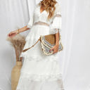 Small White Tier Lace Midi Dress