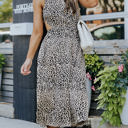  Open Back Tassel Leopard Midi Dress