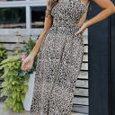  Open Back Tassel Leopard Midi Dress