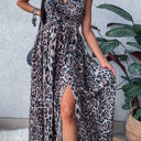  Tie Back Leopard Maxi Dress