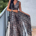  Tie Back Leopard Maxi Dress