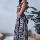  Tie Back Leopard Maxi Dress