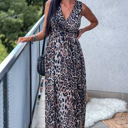  Tie Back Leopard Maxi Dress