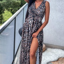  Tie Back Leopard Maxi Dress