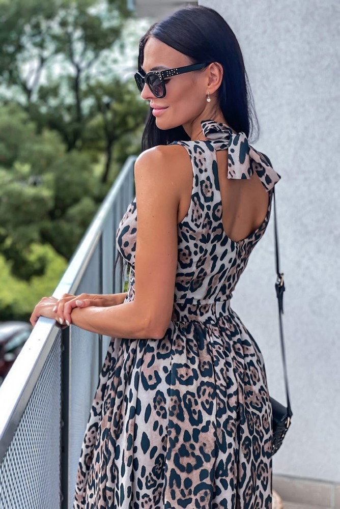 Tie Back Leopard Maxi Dress