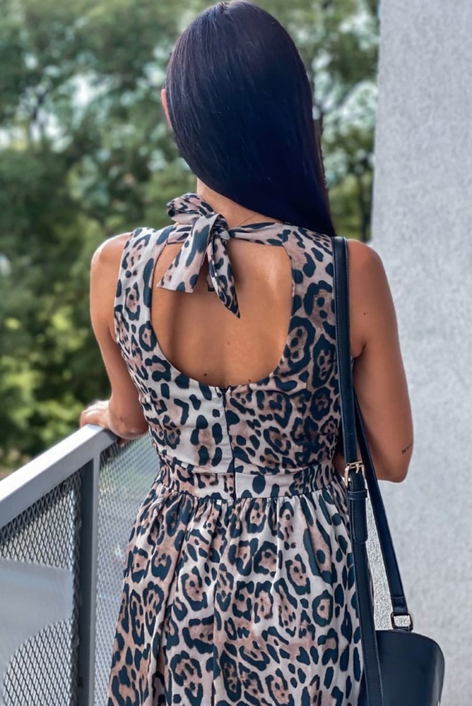 Tie Back Leopard Maxi Dress