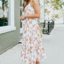  Airy White Leaf Midi Dress