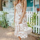  Airy White Leaf Midi Dress