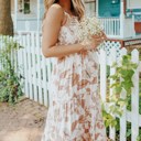  Airy White Leaf Midi Dress